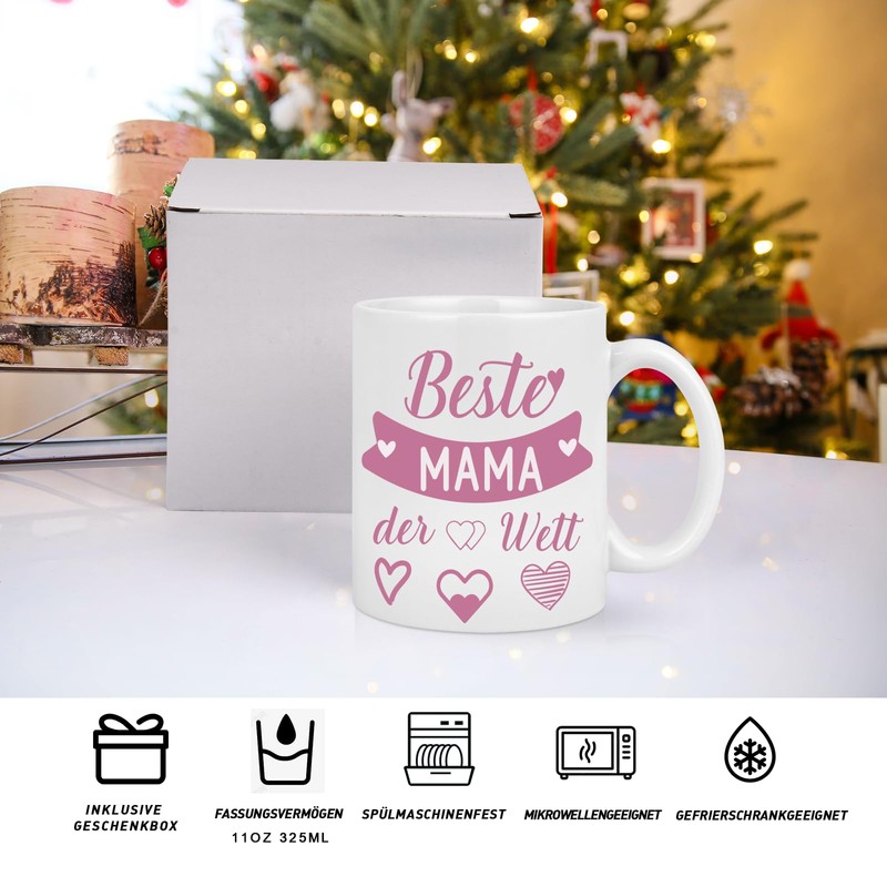 Diztoud Tasse Mama, Muttertagsgeschenke für Mama, Beste MAMA der Welt