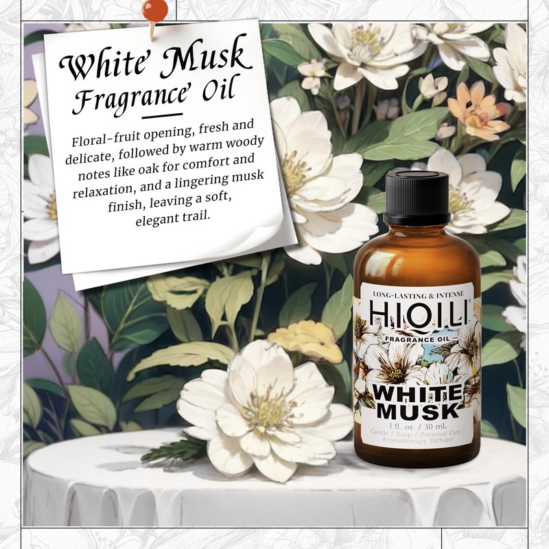 HIQILI White Musk Fragrance Oil, Candle Scents for Candle Making,