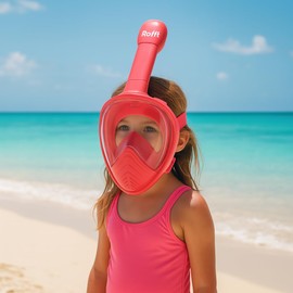ROFFT Kids Snorkel Mask Full Face, Snorkeling Set with Camera Mount, Foldable 180 Degree Panoramic View Snorkeling Gear Anti-Fog Anti-Leak, Ear Plug