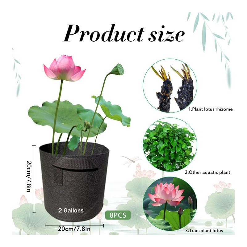 8Pack Lily Plant Pots for Pond, Thickened Nonwoven Plant Fabric