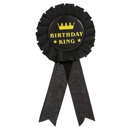 COLORFUL BLING It's My Birthday Ribbon, Satin Fabric Happy Birthday Birthday Queen King Ribbon Tinplate Badge Pin for Girls, Boys, Award Rose Badge Brooch Party Decoration-king black