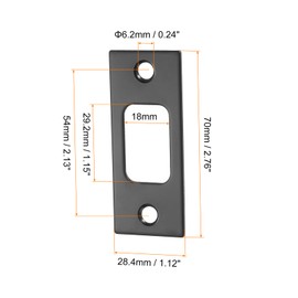 sourcing map 1 Set Door Strike Plate, 70mm x 28.4mm Stainless Steel Latch Deadbolt Replacement Lock Strike Plate for Door Frame Door Jamb Reinforcement, Black