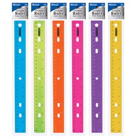 BAZIC Jeweltones Color Plastic Ruler 12" (30cm), Inches Centimeter Metric Measuring Drafting Rulers, 288-Packs
