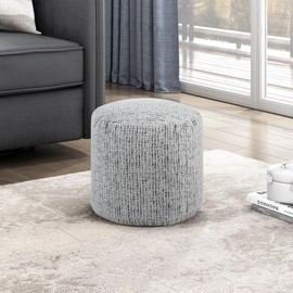 Lexicon Pouf Ottoman, Round Ottoman Foot Rest, Chenille Fabric Pouf, Foot Stools Ottoman for Couch, Small Ottoman Pouf with Filling for Living Room/Bedroom, Multi-Color