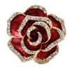 Women's Flower Brooch Pin, Burgundy Rhinestone Petal Brooch, Alloy Wedding