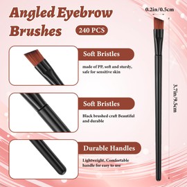 240 Pcs Disposable Angled Eyebrow Brushes Bulk, Black Brow Tint Brushes Eye Makeup Brush Eyeliner Brush Tinting for Women Girls Salon Beauty Cosmetic Make up Tool Esthetician Supplies