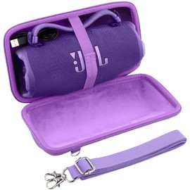 Khanka for JBL Charge 6 Portable Bluetooth Speaker Hard Travel Carrying Storage Case with Shoulder Strap,Case Only (Purple)