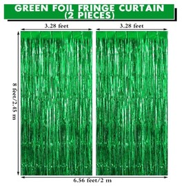 2Pack de Cortinas Metálica con Flecos metálicos de 1 x 2 m Cada una | Cortina Brillante para Cumpleaños, Fiesta de Bodas, Decoraciones navideñas, Año Nuevo, etc (Verde)