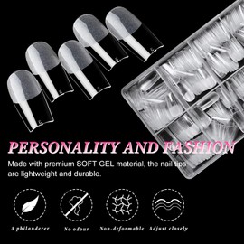 EternalClassic Medium Square Press on Nails 600pcs Pre-shaped Acrylic Nails Kit Full Cover Nails Extensions Soft Gel Nails Tips Half Matte Square Nail Tips Clear Gelly False Nails Tips medium