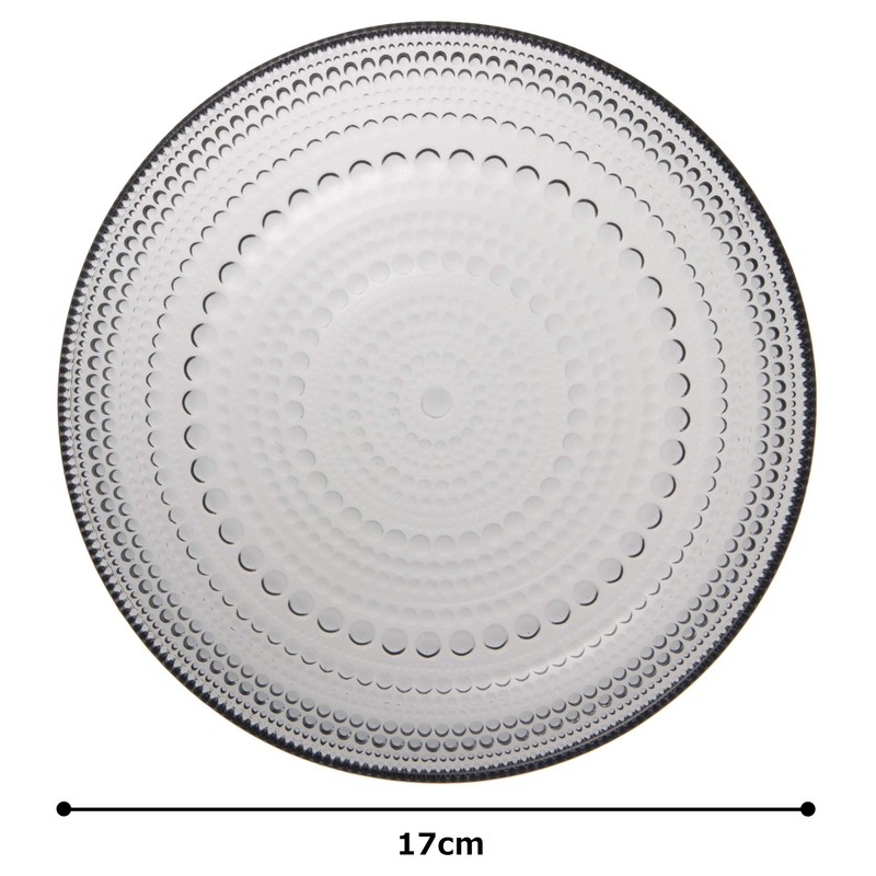 Iittala Kastehelmi Plates and Bowls, Glass, Grey, 17 x 17