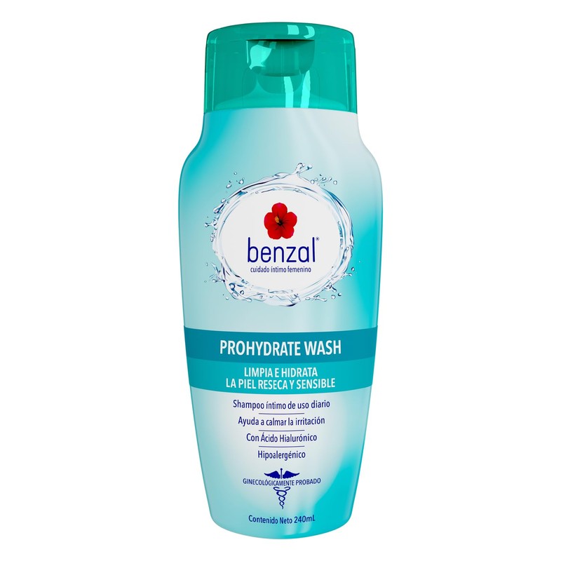 Benzal Wash Jabón Íntimo Femenino ProHydrate, Limpia e Hidrata, 240ml
