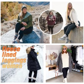 we fleece 3 Pack Plus Size Fleece Lined Leggings Women -Stretchy X-Large-4X Warm Winter Yoga Pants Thermal Leggings Black/Grey/Navy