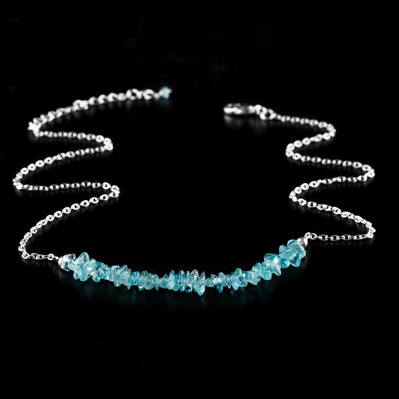 Yanara Sky Apatite Bar Nuggets Chips Crystals Choker Necklaces For