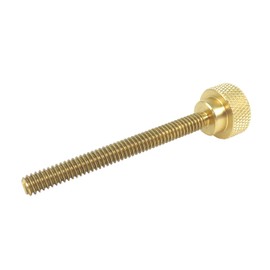 10 Pack 1/4-20 x 2-1/2 Inch Threads Solid Brass Diamond Knurled Thumb Screws Knobs with Straight Shoulders Right-Hand Threads SAE Flat Tip Uncoated (1/4-20 x 2-1/2 inch Long Threads)
