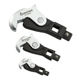 QUENCHING 3-Pcs Spring Loaded Auto-Adjusting Crowfoot Wrench Set, Covers Sizes 5 to 32mm (1/2", 3/8", 1/4") - Adjustable Wrench for Automotive Repair Work with Power Grip, Male & Female Square Drives