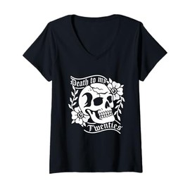 Womens Death To My Twenties Funny R.I.P 20s Vintage 30th Birthday V-Neck T-Shirt