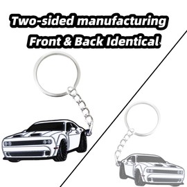 RUIHEDAHB 1PC Double-sided Car Keychain for Dodge Challenger Key Chain Fob Cover Cool Mods Accessories (white)