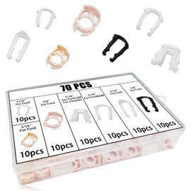 SamWinGear 70PCS Fuel Line Clips 7 Sizes Fuel Line Connector Injector Clips Repair Kit Replacement 3/8" & 5/16" Nylon Fuel Brake Line Clamp Hose Retainer Clips Assortment Kit tool for Ford GM Chrysler