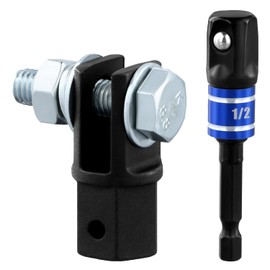 QWORK 1/2" Scissor Jack Adapter (2Pcs Set) - Chrome Vanadium Steel, Compatible with Loop and Double Eyelet Type Jacks