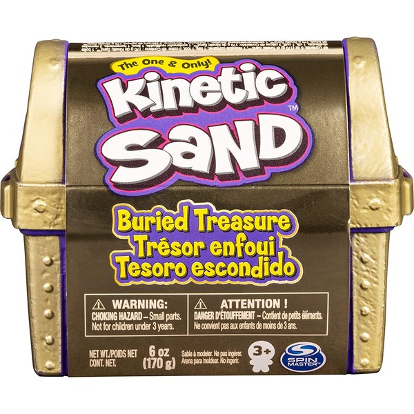 Kinetic Sand, Buried Treasure Playset with 170g of Kinetic Sand and Surprise Hidden Tool (Style May Vary)