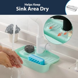 Pipestation Kitchen Sink Caddy | Sink Sponge Holder Washing Up Caddy | SOAD Holder Sink Drainer Rack Kitchen Organiser Sink Tidy | Kitchen Caddy Kitchen Sink Organiser | Caddy Organiser (Light Green)