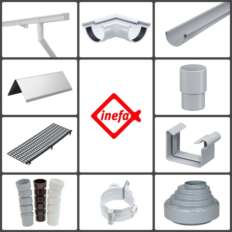 INEFA Drain pipe semicircular, PVC NW125/DN75 white hanging pipe gutter