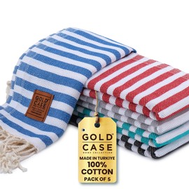 GOLD CASE HOME COLLECTION Myra Turkish Hand Towels for Bathroom Set of 5-100% Cotton Luxury Decorative Towels - Kitchen & Hotel Hand Towel for Spa, Face, Tea & Dishcloth - 20 x 40, Multi1