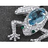 Alilang Cat Eye Aquamarine Crystal Rhinestone Frog Animal Jewelry Pin