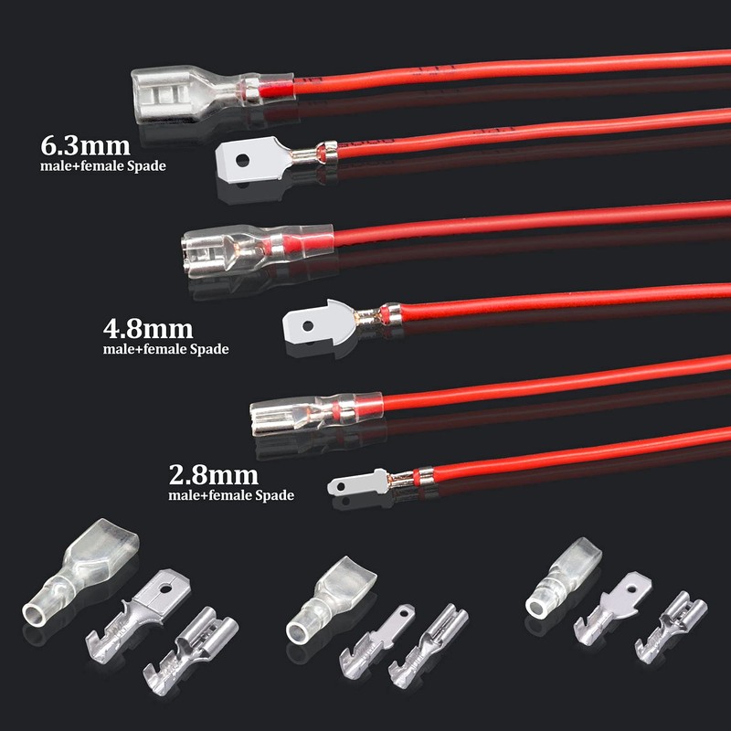 Twidec/360Pcs 2.8/4.8/6.3mm Quick Splice Male and Female Wire Spade Connector