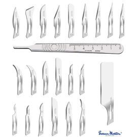 42x Scalpel Blades Big Set 1x Handle Kosmetex 21x Mix Figures Swann Morton Blades