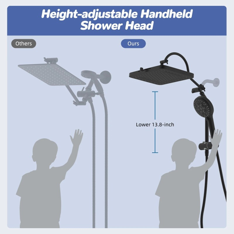 Hibbent 13'' Shower Head Combo High Pressure Rainfall Shower Head