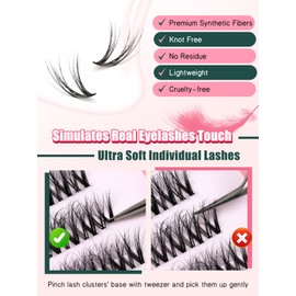 Siligli Lash Clusters Natural Individual Lashes 154 Pcs Wispy Lash Clusters D Curl Lash Extensions Pre-Seperated Left & Right Eyelash Clusters Mix 14-17mm Individual Lashes DIY Eyelash Clusters 7 Pair
