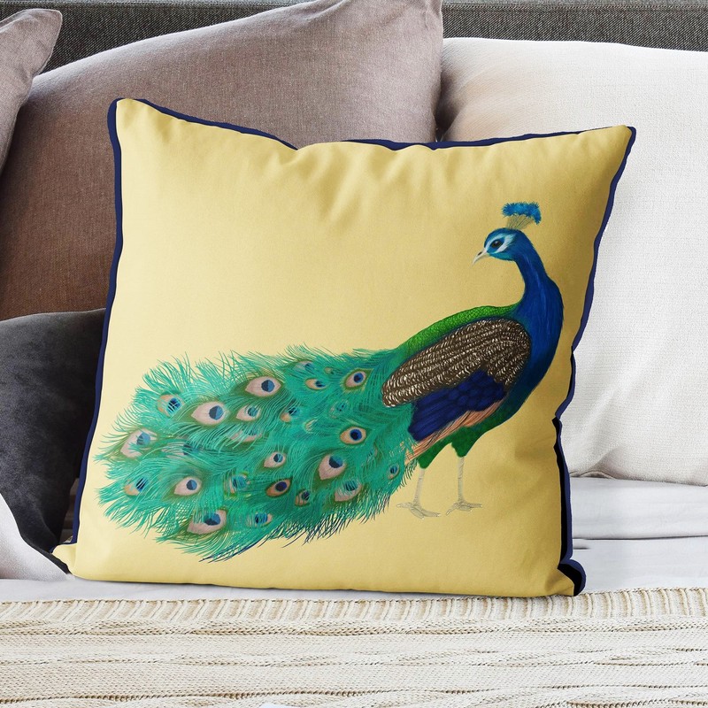 Kelly Stevens-McLaughlan, Peacock with Doodle Tail on Gold Cushion /