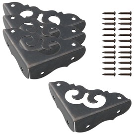 JJHXSM 4PCS Antique Copper Clad Corner Guard Antique Black Decorative Furniture Box Table Protector with Screws Side Length 3cm Suitable for Jewellery Box Gift Box Tool Box Frame