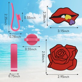 MOVOLIVI Decoration for Bogg Bag Accessories, 2PCS Bogg Bag Charms with 3PCS Key Holder for Beach Accessories, Simple Modern Bag Accessories for Handbag Tote Bag (Rose)