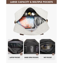 Travel Duffle Bags for Women - Overnight Weekender Bags With Toiletry Bag Carry On Duffel Bags with Shoe Compartment Hospital Bag with Wet Pocket for Labor Delivery Black Brown