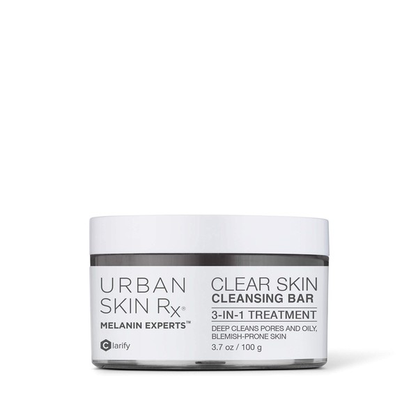 Urban Skin Rx Clear Skin Cleansing Bar | 3-in-1 Daily Cleanser, Exfoliator and Mask Removes Excess Oil and Improves Blemishes, Formulated with Salicylic Acid, Eucalyptus and Sulfur | 3.7 Oz