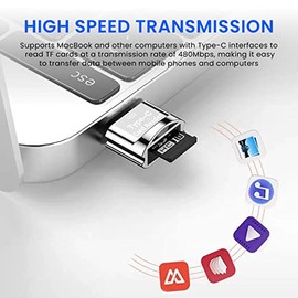 HASTHIP® Lector de Tarjetas Micro SD Tipo C Mini con Llavero, Lector TF USB C a MicroSD/SDHC/SDXC OTG, Transferencia Rápida de Datos Compatible con Po