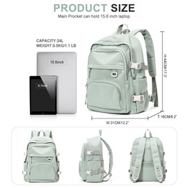 Lightweight College Backpack for Women Men Cute School Bag for Teens Girls Boys High School Backpack for Students Waterproof Casual Daypack Backpack（Green）