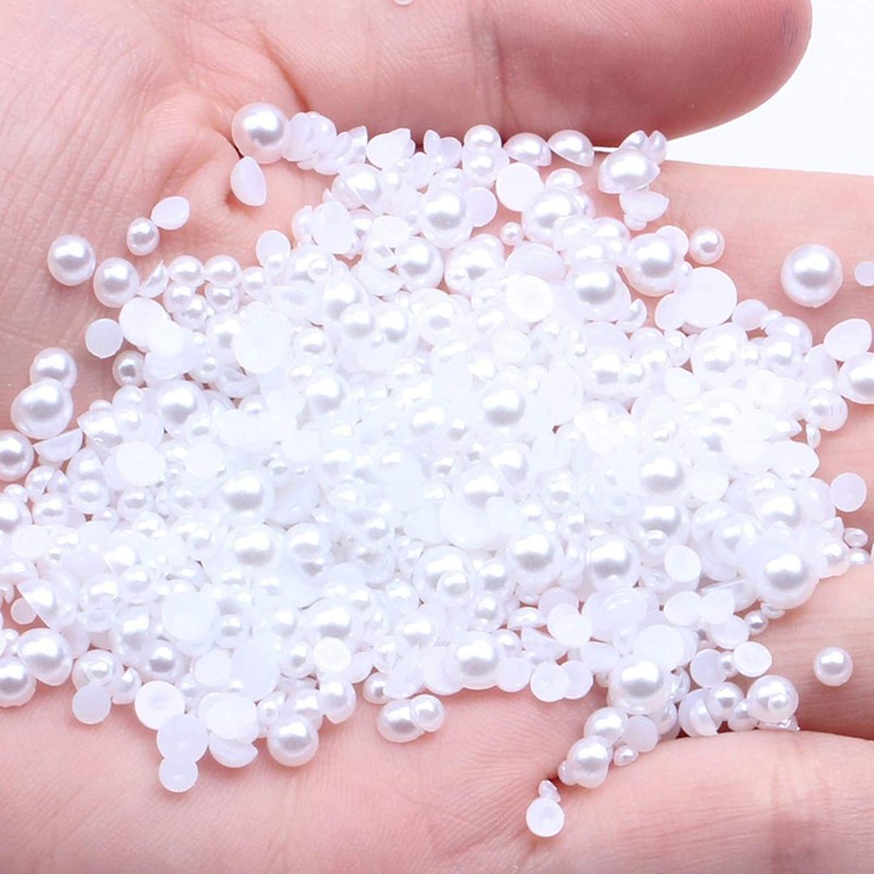 Dowarm 1000 Pieces Flatback Half Pearls, Flat Backed Round Half