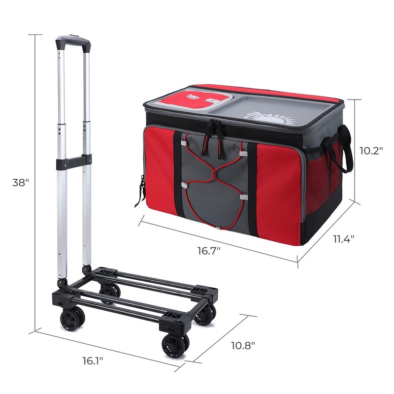 50-Can Large Rolling Cooler, Leakproof Insulated Cooler with Wheels and