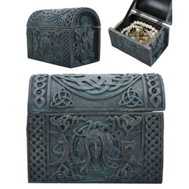 Ebros Celtic Triple Goddess Mother Maiden Crone Decorative Jewelry Box Figurine With Trinity Triune Knotwork Wicca Witchcraft Accent 4.75" Wide