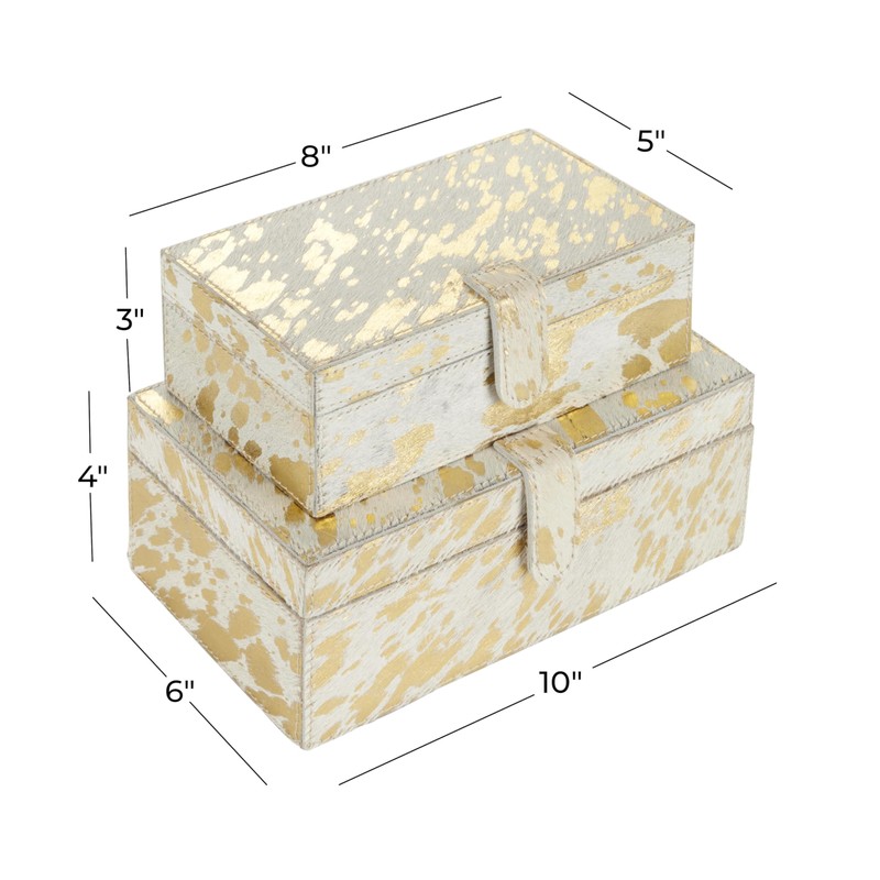 Deco 79 Leather Handmade Decorative Box Decorative Keepsake Boxes with