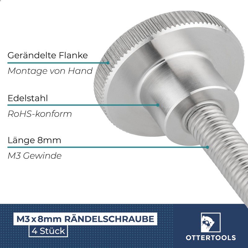 Ottertools - Thumb Screw DIN 464 | Thread: M3 x