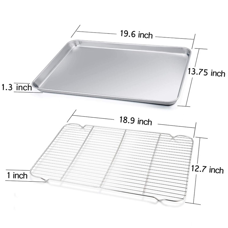 TeamFar Baking Sheet with Cooling Rack, Stainless Steel Half Size