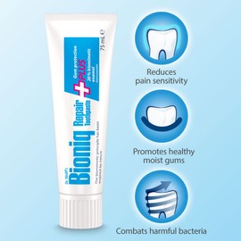 Dr. Wolff's Bioniq Repair Plus Toothpaste 75ml | Sensitive Toothpaste with Added Gum Protection | Fluoride-Free Toothpaste for Daily Use | Enamel Repair Toothpaste | Toothpaste for Travel & Home