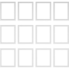 Ekena Millwork WPKUFW021P096 94 1/2" L Ashford Square Full Wall Wainscot Paneling Kit, 96"H to 120"H, Primed White