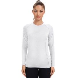 4 Pack Women's Compression Shirts Long Sleeve Moisture Wicking Performance Tops Cool Dry Athletic Workout Baselayer (BKWTLGBE S)