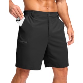 G Gradual Men's Casual Shorts 7"/ 9" Lightweight 4 Pockets Stretch Quick-Dry Summer Shorts for Golf Work Hiking Trips (7", Black, XL)