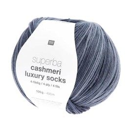 Superba Cashmeri Luxury Sock Wool 4 Ply 100g - Rico Design - Soft and Luxurious for Your Feet, Blue (019 - Blue)